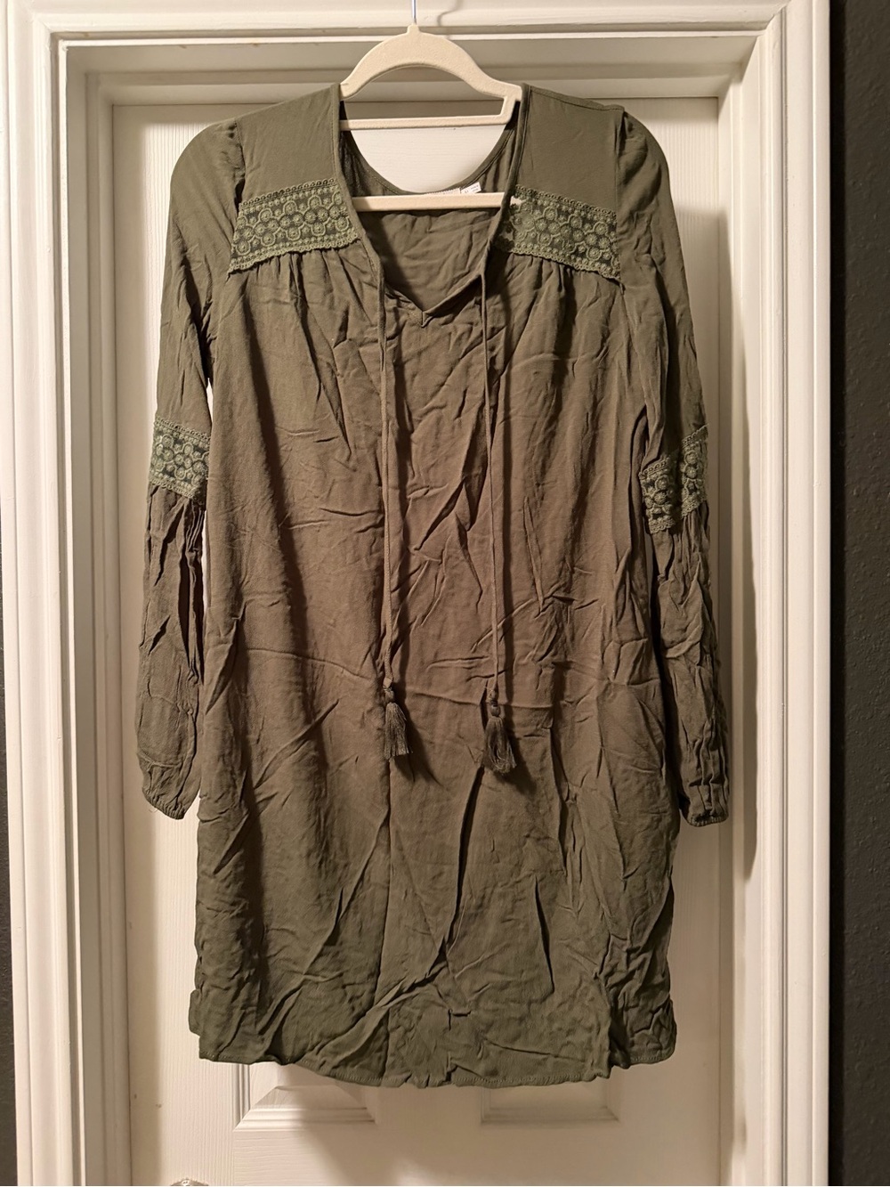 miami Olive Green Embroidered Boho Tunic